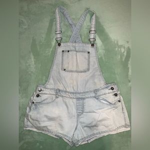 Denim overall shorts